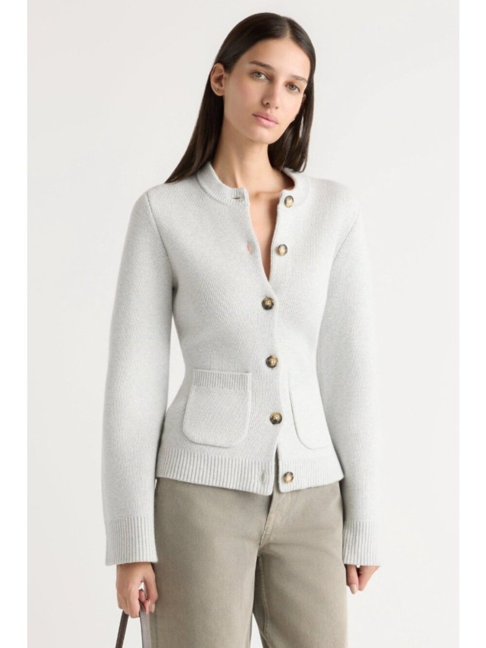 Modern Citizen Eames Organic Cotton Wool Gray Flare Sleeve Cardigan Modest L - Picture 11 of 13